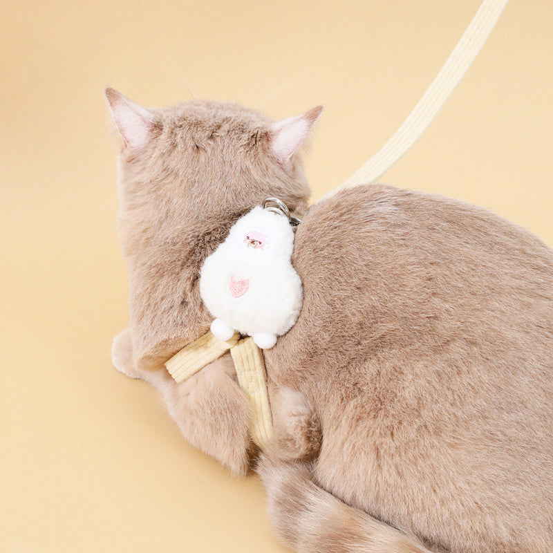 Velvet Bee Pattern Cat Leash: Escape-Proof, Comfortable, and Portable with Cute Design