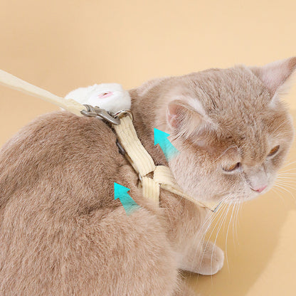 Velvet Bee Pattern Cat Leash: Escape-Proof, Comfortable, and Portable with Cute Design