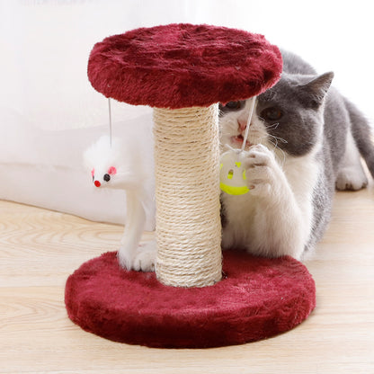 Double-Layered Cat Climbing Frame: Plush Mouse + Sisal Scratching Post + Cat Perch + Interactive Toy, Fun and Scratching Combined!