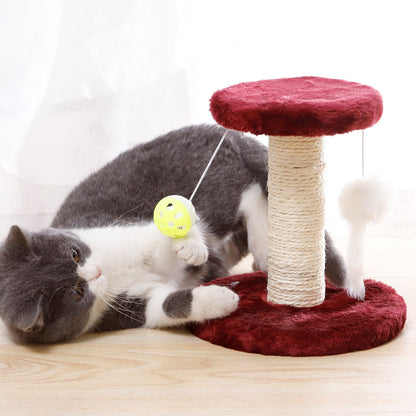 Double-Layered Cat Climbing Frame: Plush Mouse + Sisal Scratching Post + Cat Perch + Interactive Toy, Fun and Scratching Combined!