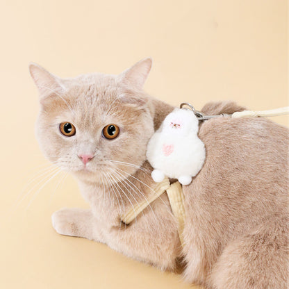 Velvet Bee Pattern Cat Leash: Escape-Proof, Comfortable, and Portable with Cute Design