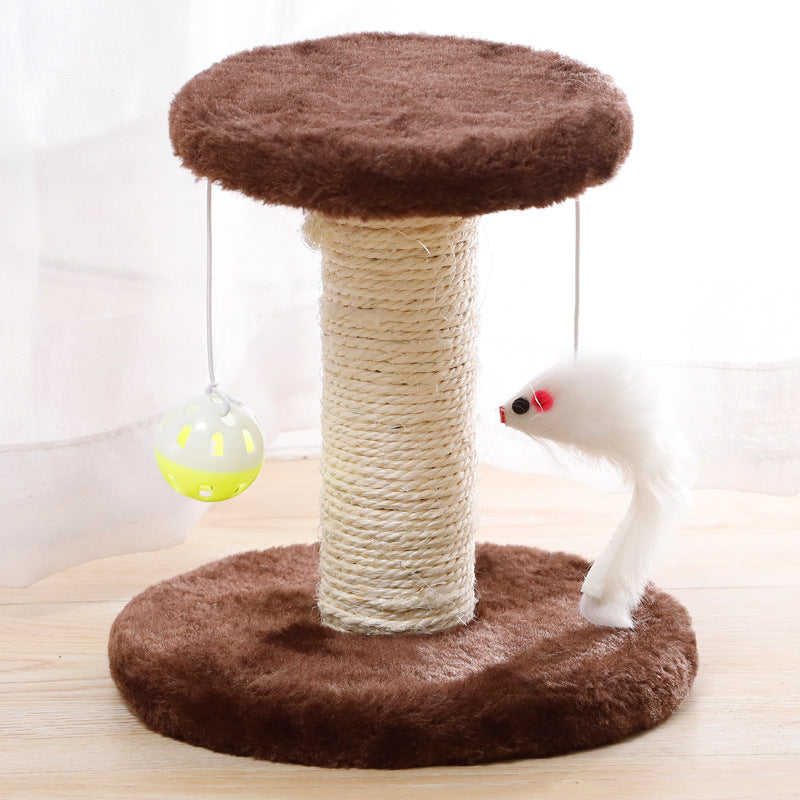 Double-Layered Cat Climbing Frame: Plush Mouse + Sisal Scratching Post + Cat Perch + Interactive Toy, Fun and Scratching Combined!