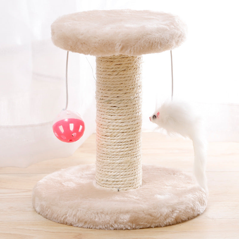 Double-Layered Cat Climbing Frame: Plush Mouse + Sisal Scratching Post + Cat Perch + Interactive Toy, Fun and Scratching Combined!