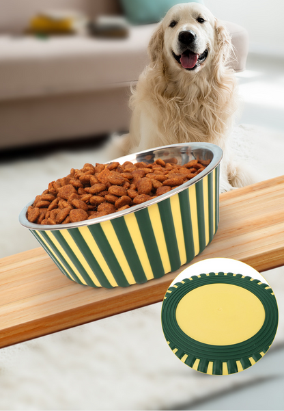 Dog Bowl Pet Bowl Cat Bowl | Non-Slip Metal Feeding Bowl | Suitable for Dry & Wet Food | Easy to Clean Rolled Edge Design | TPE Non-Slip Base | For Cats and Dogs